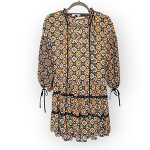 Alice + Olivia Women's Mini Dress Arnette Tiered Tunic Medallion